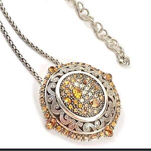 Brighton “Venus Rising” necklace/ Brooch silver with multicolor stones.